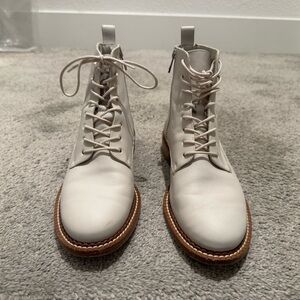 Vince White Leather Ankle Boots